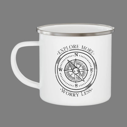 Explore More, Worry Less Enamel Camping Mug