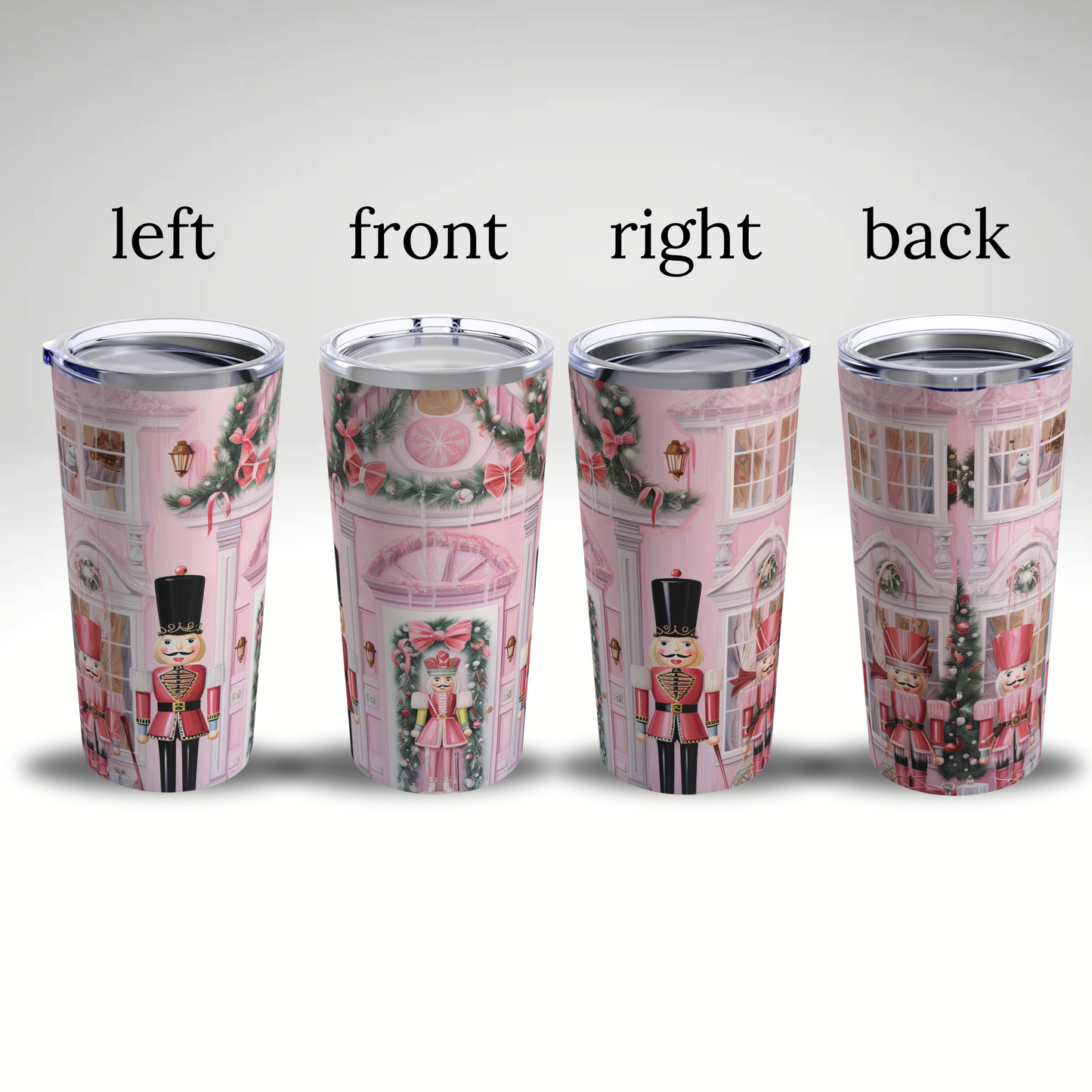 Tumbler 20oz Pink Christmas Nutcracker Guards