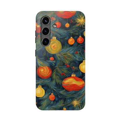 Christmas Tree and Ornaments Whimsical Art- Tough Phone Case for iPhones and Samsung Smartphones