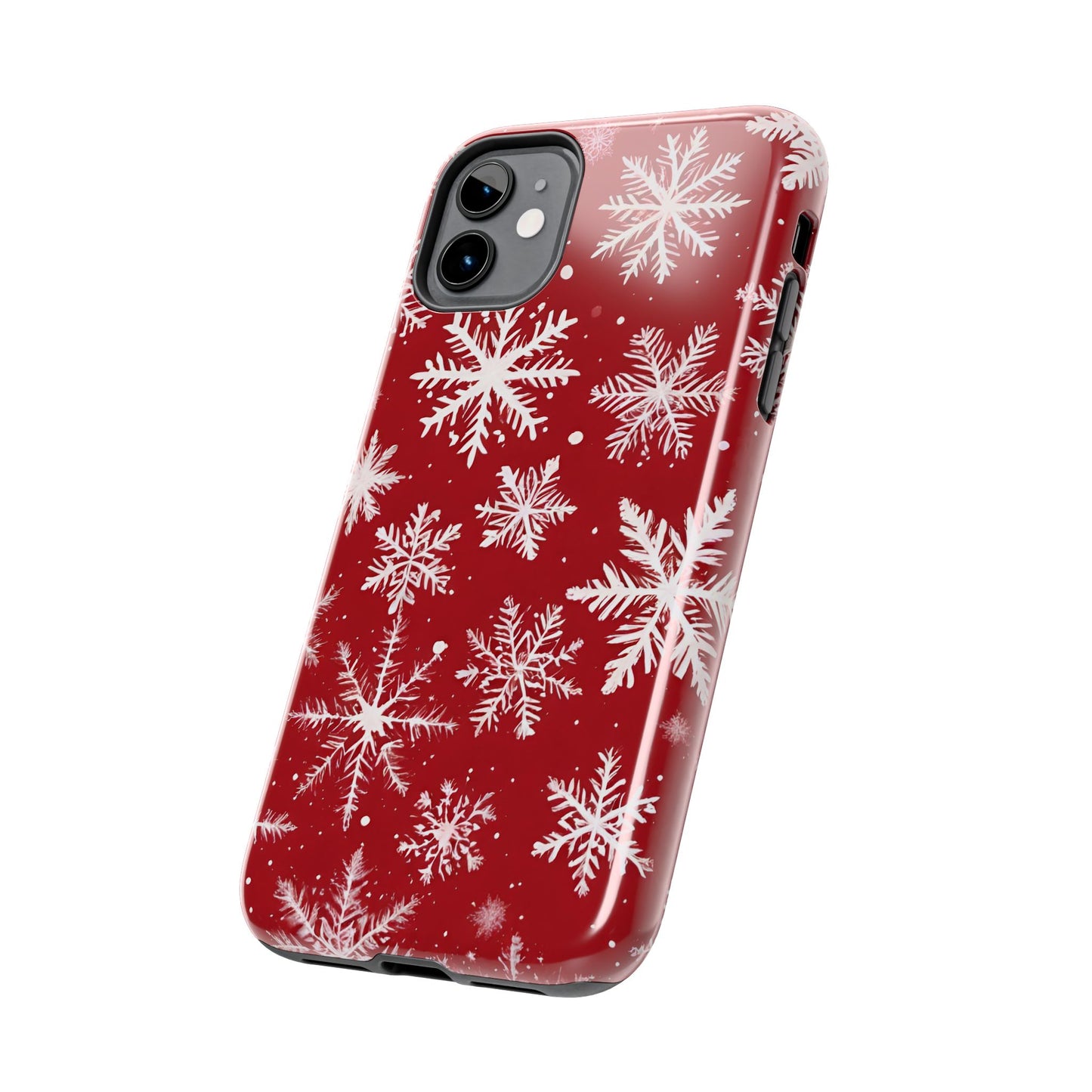 Snowflakes on Red - Tough Phone Case for iPhone and Samsung Phone Cases