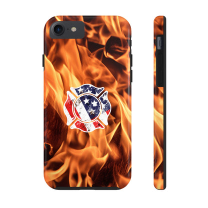 Tough Phone Case: American Flag Firefighter Badge Flames