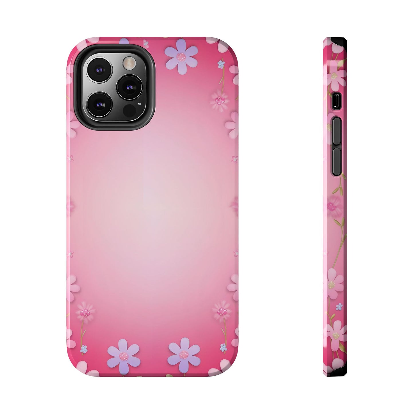 Phone Case - Flowers on Pink Ombre Design