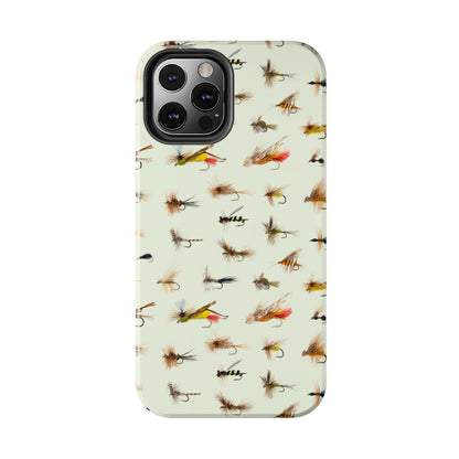 Dry Fly Fishing Lures in Cream  Tough Phone Case for iPhone and Samsung Smartphones