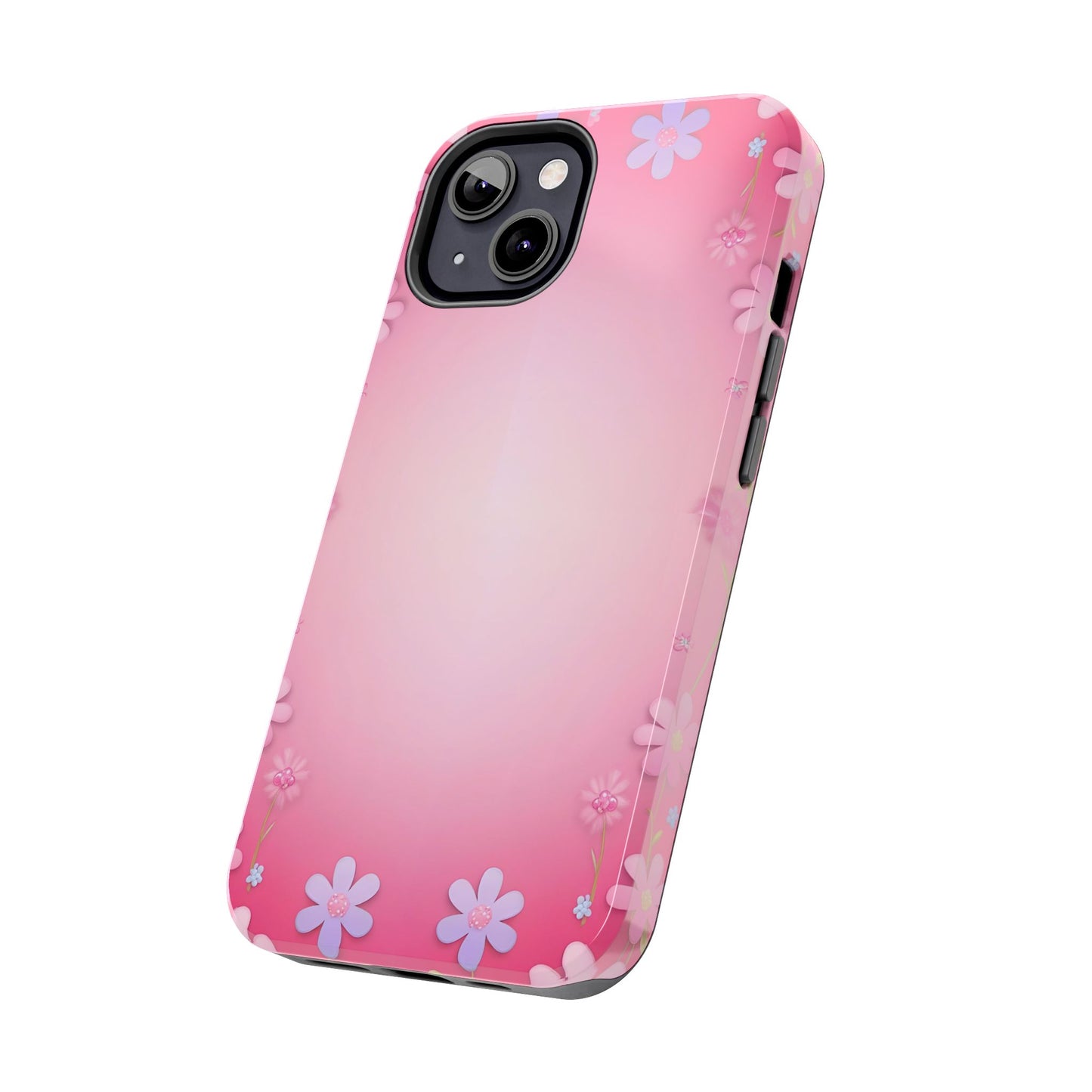 Phone Case - Flowers on Pink Ombre Design