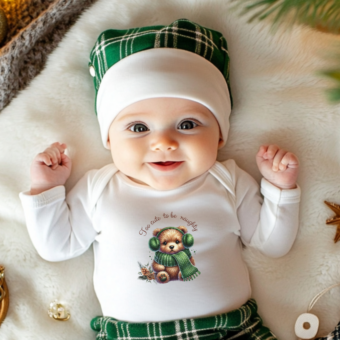 Too Cute to Be Naughty - Infant Long Sleeve Bodysuit