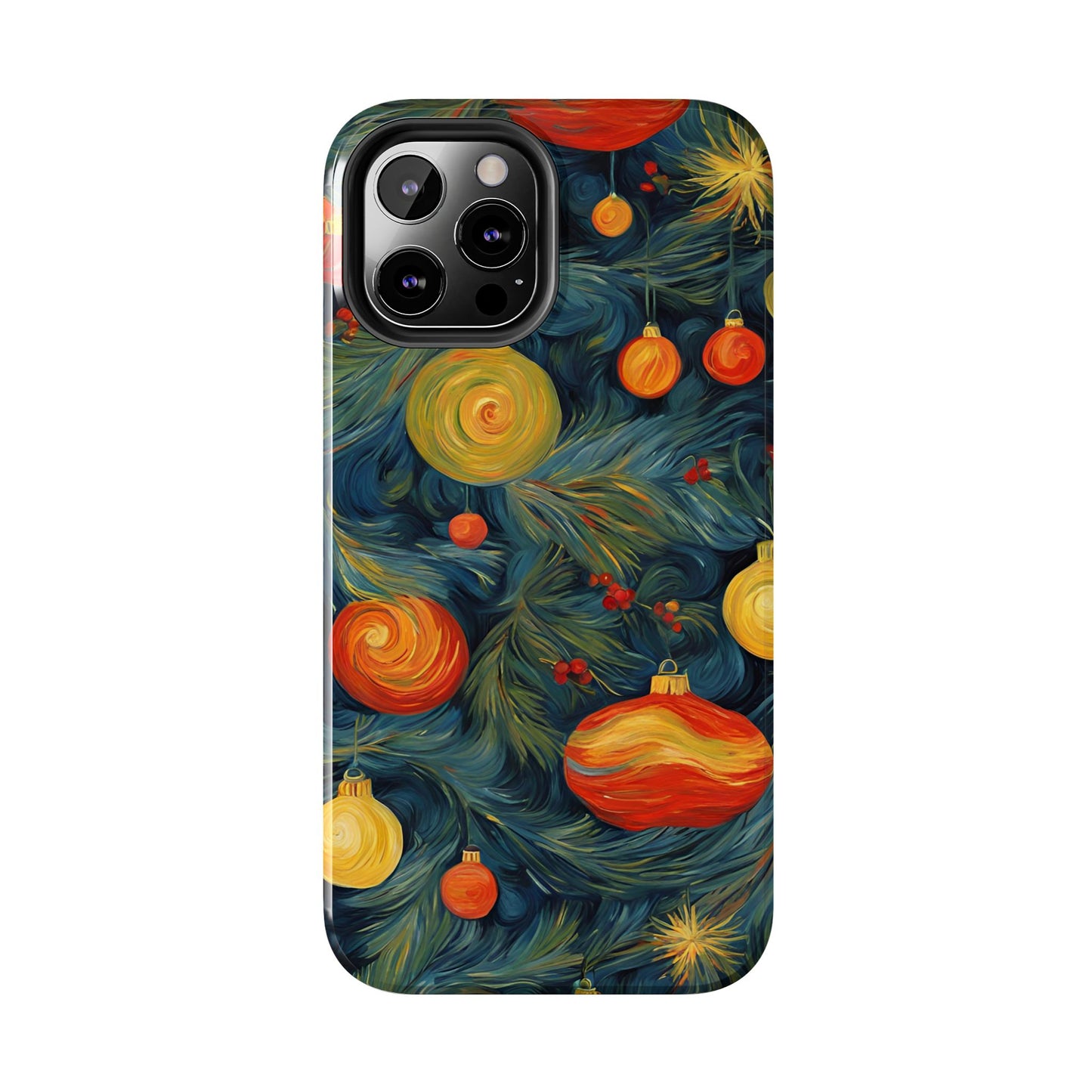 Christmas Tree and Ornaments Whimsical Art- Tough Phone Case for iPhones and Samsung Smartphones