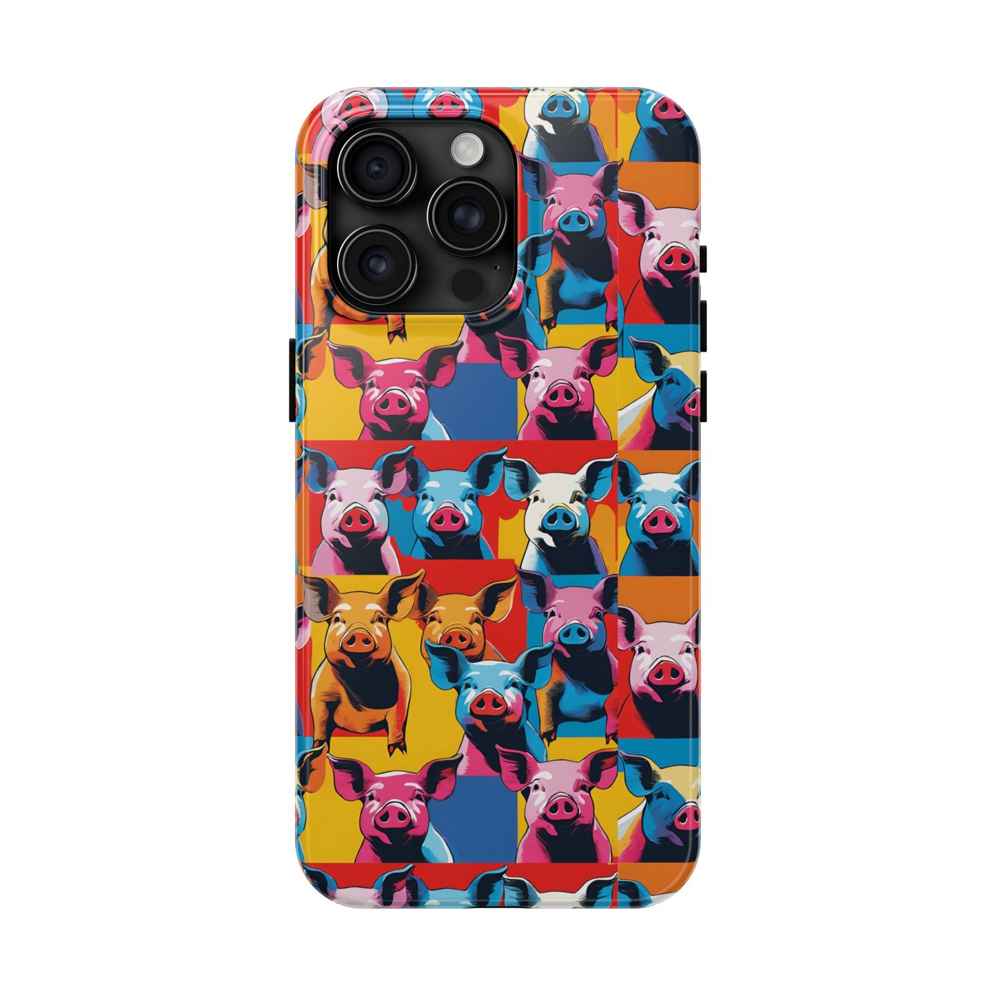 Colorful Pop Art Style Pigs Design - Tough Phone Cases for iPhone and Samsung Smartphones