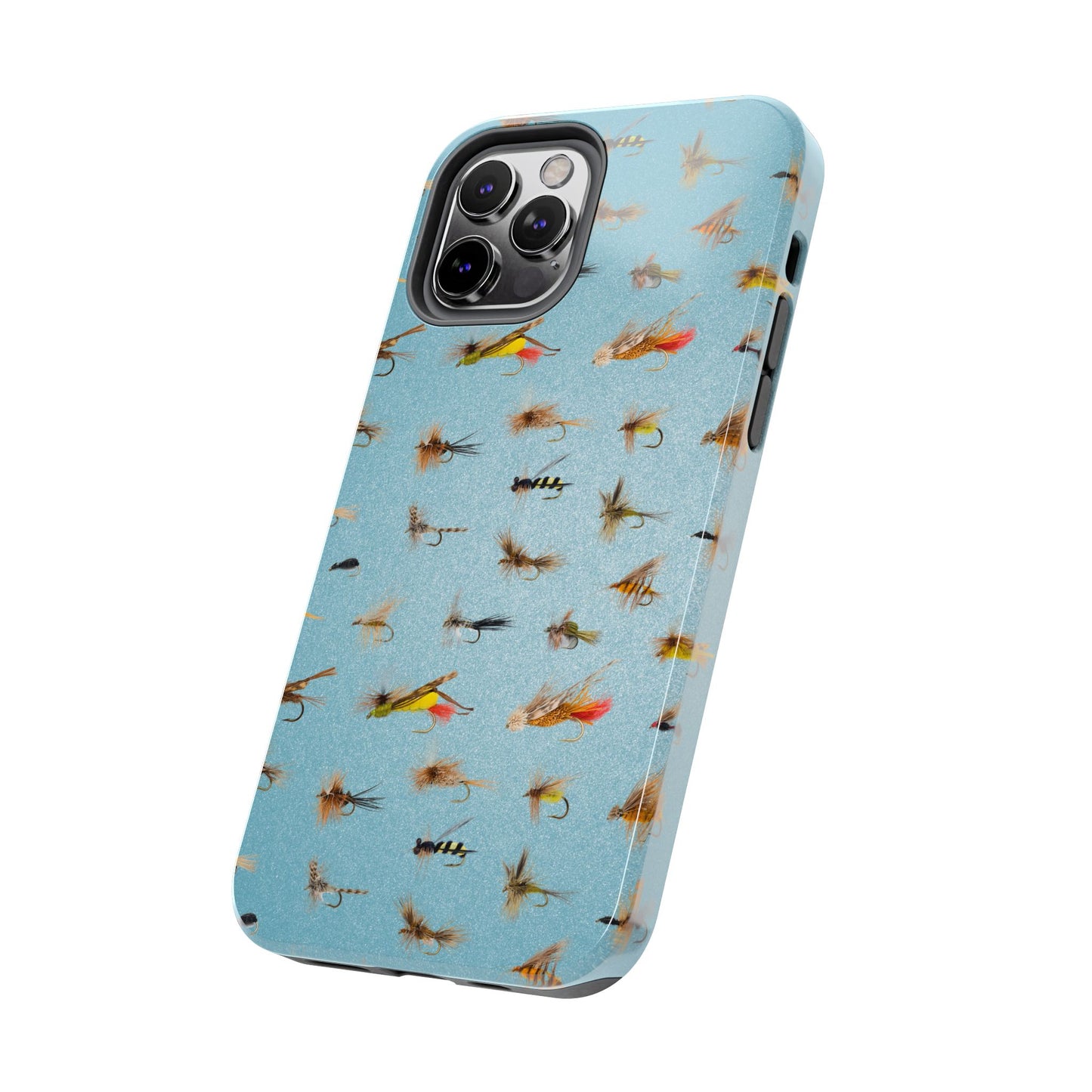 Dry Fly Fishing Lures in Light Blue Tough Phone Case for iPhone and Samsung Smartphones