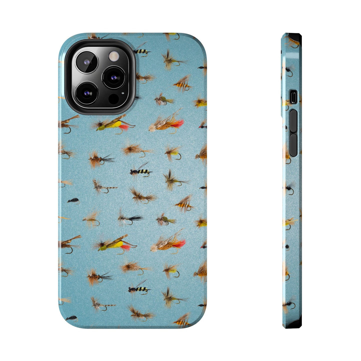 Dry Fly Fishing Lures in Light Blue Tough Phone Case for iPhone and Samsung Smartphones