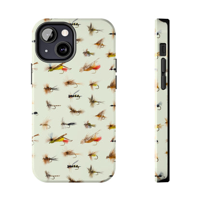 Dry Fly Fishing Lures in Cream  Tough Phone Case for iPhone and Samsung Smartphones