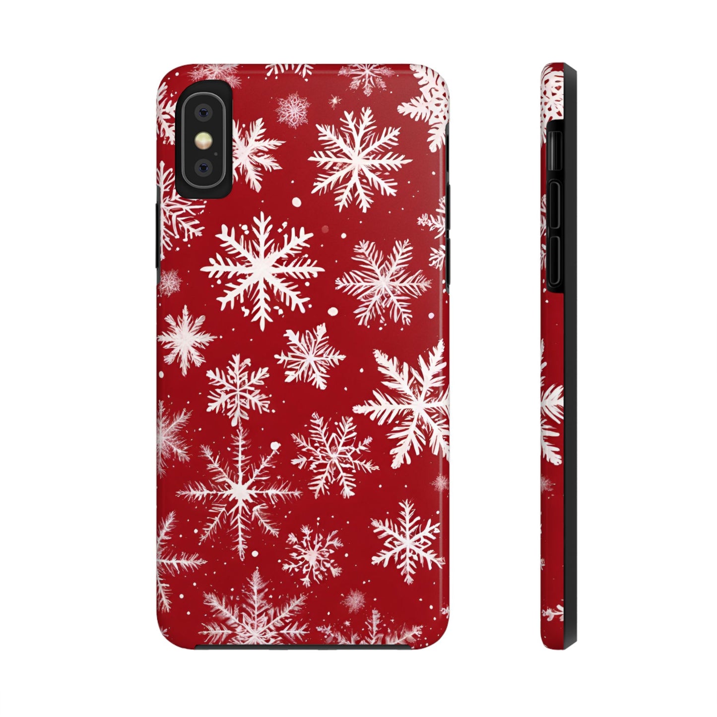 Snowflakes on Red - Tough Phone Case for iPhone and Samsung Phone Cases