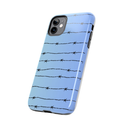 Barbed Wire on Blue - Tough Phone Case for iPhone and Samsung Phone Cases