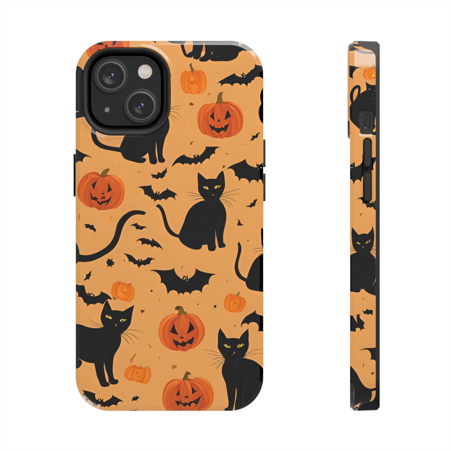 Halloween Black Cats and Pumpkins - Tough Phone Case for iPhones and Samsung Smartphones