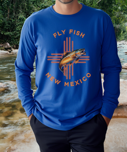 Fly Fish New Mexico Distressed Long Sleeve Tee  Zia - Men's