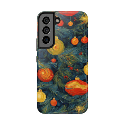 Christmas Tree and Ornaments Whimsical Art- Tough Phone Case for iPhones and Samsung Smartphones