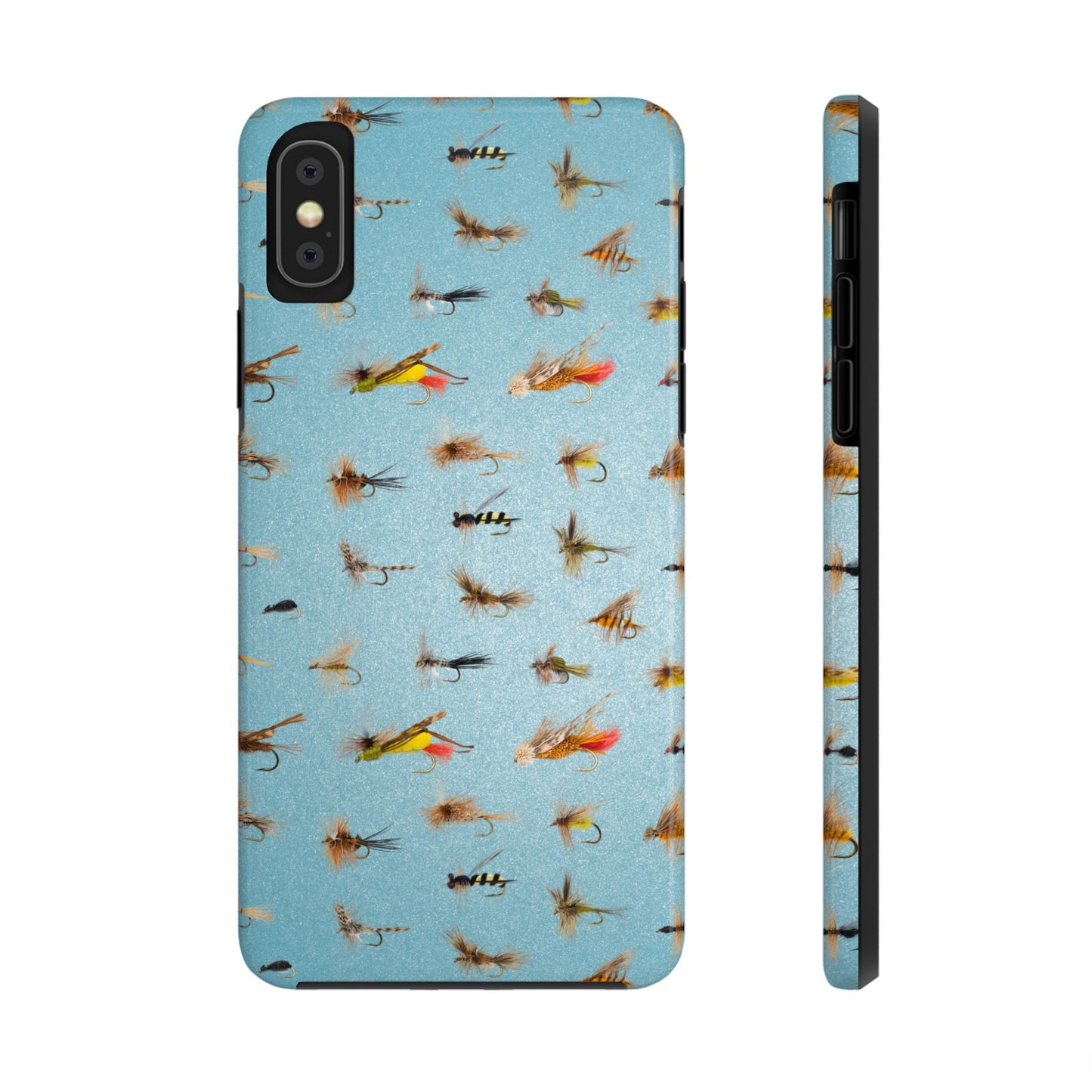 Dry Fly Fishing Lures in Light Blue Tough Phone Case for iPhone and Samsung Smartphones