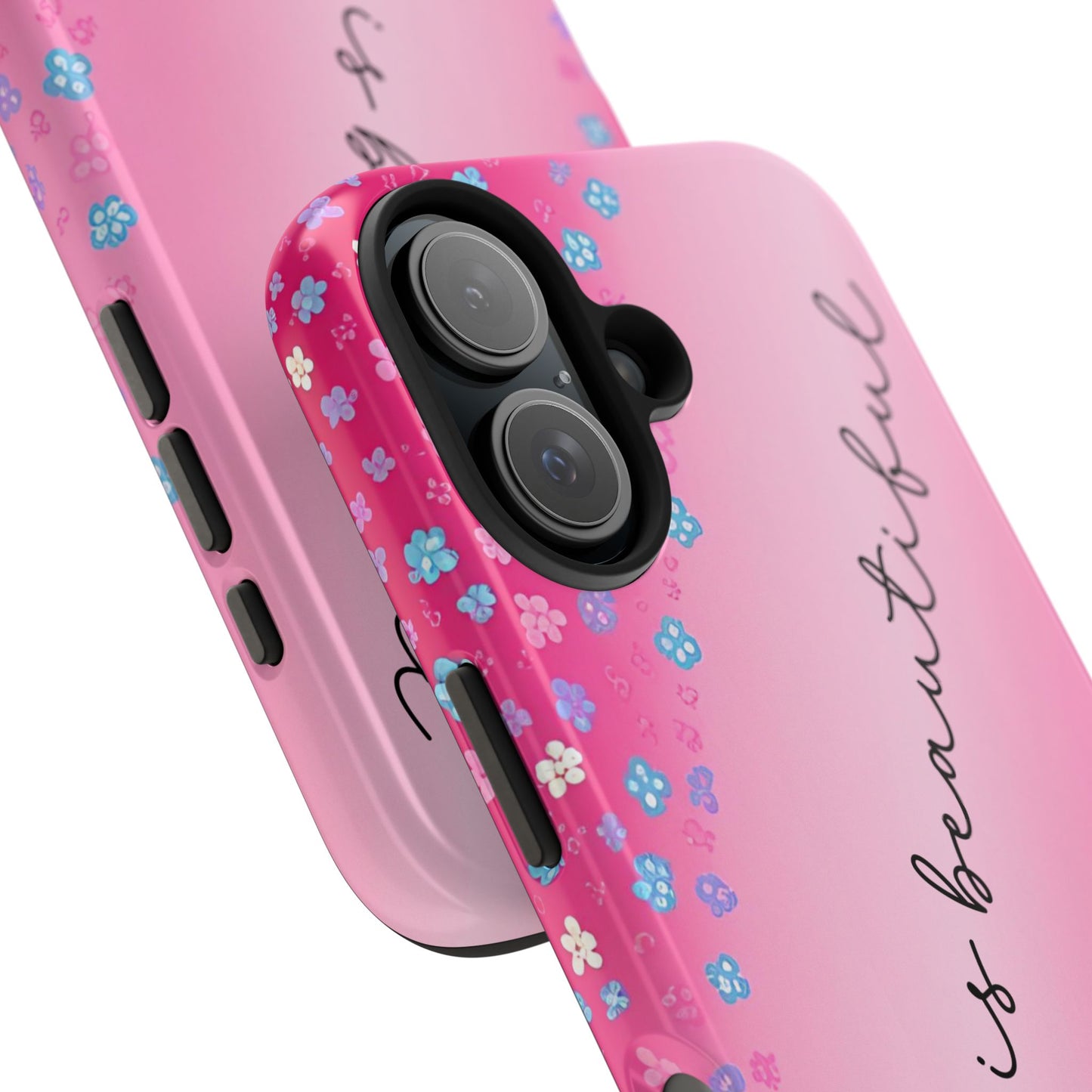 Phone Case Tough Floral Life is Beautiful Pink Ombre