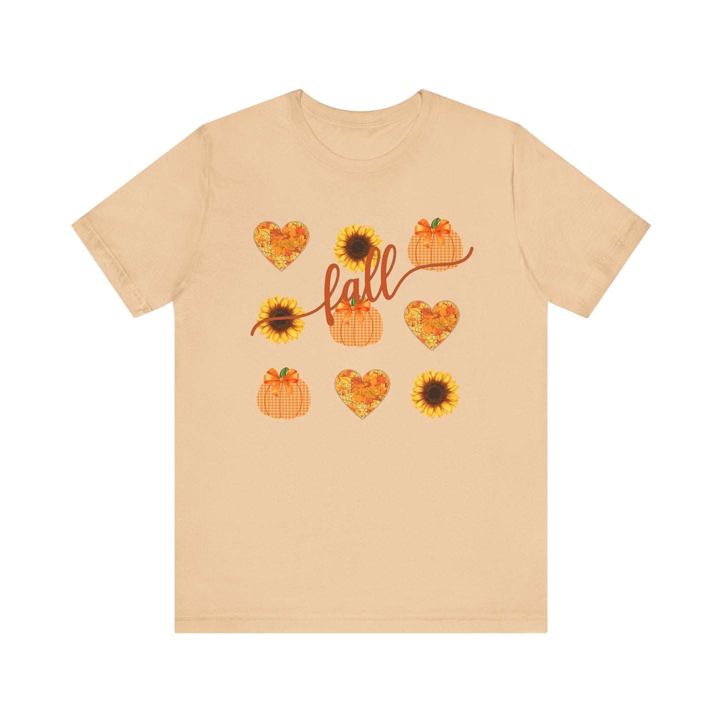 Fall Sweatshirt with Hearts, Sunflowers, and Pumpkins