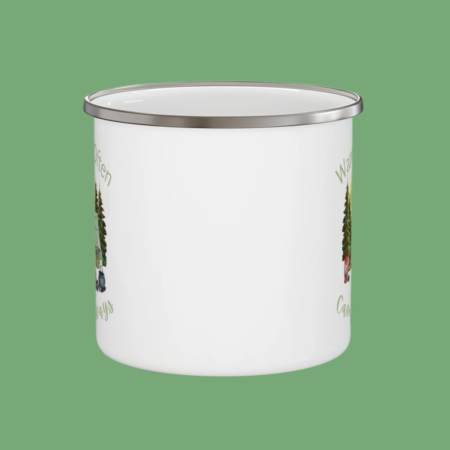 "Wander more, Camp Always" Enamel Camping Mug