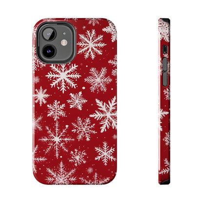 Snowflakes on Red - Tough Phone Case for iPhone and Samsung Phone Cases