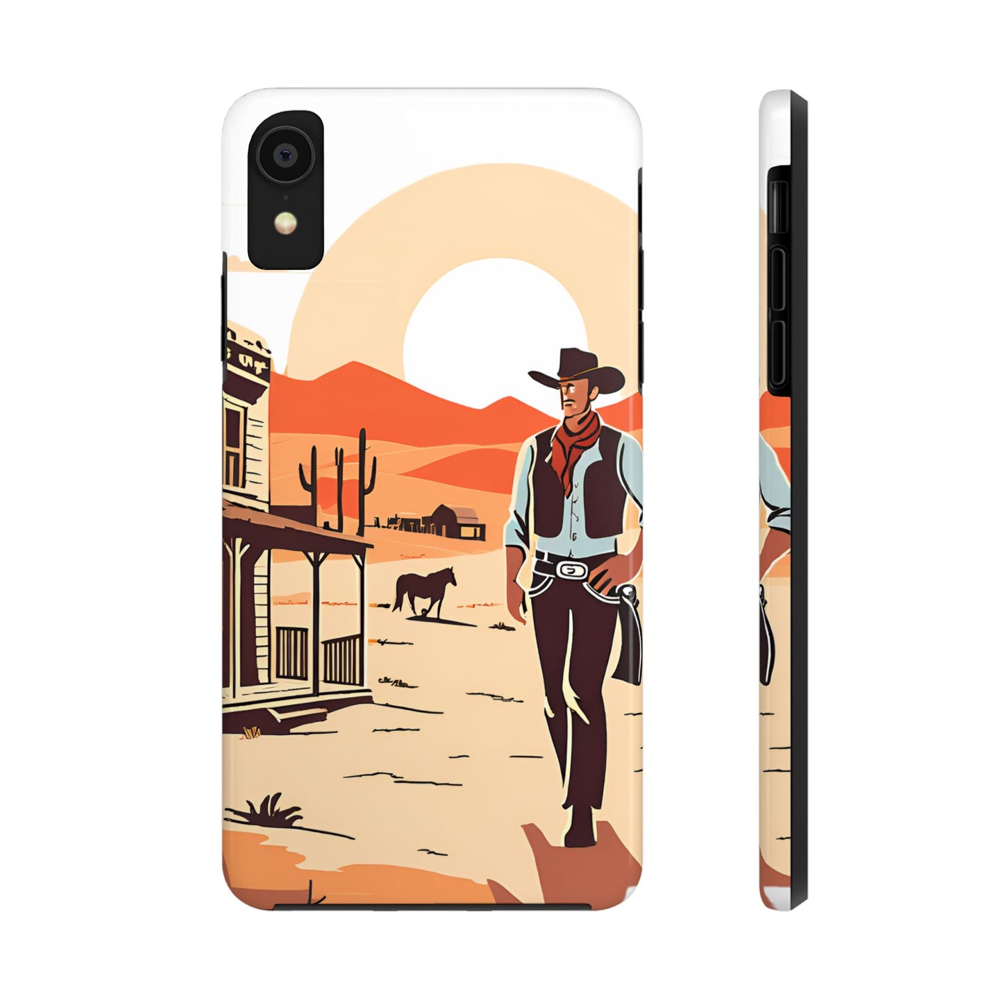 Retro Western Old West Design -Tough Phone Case for iPhone and Samsung Smartphones