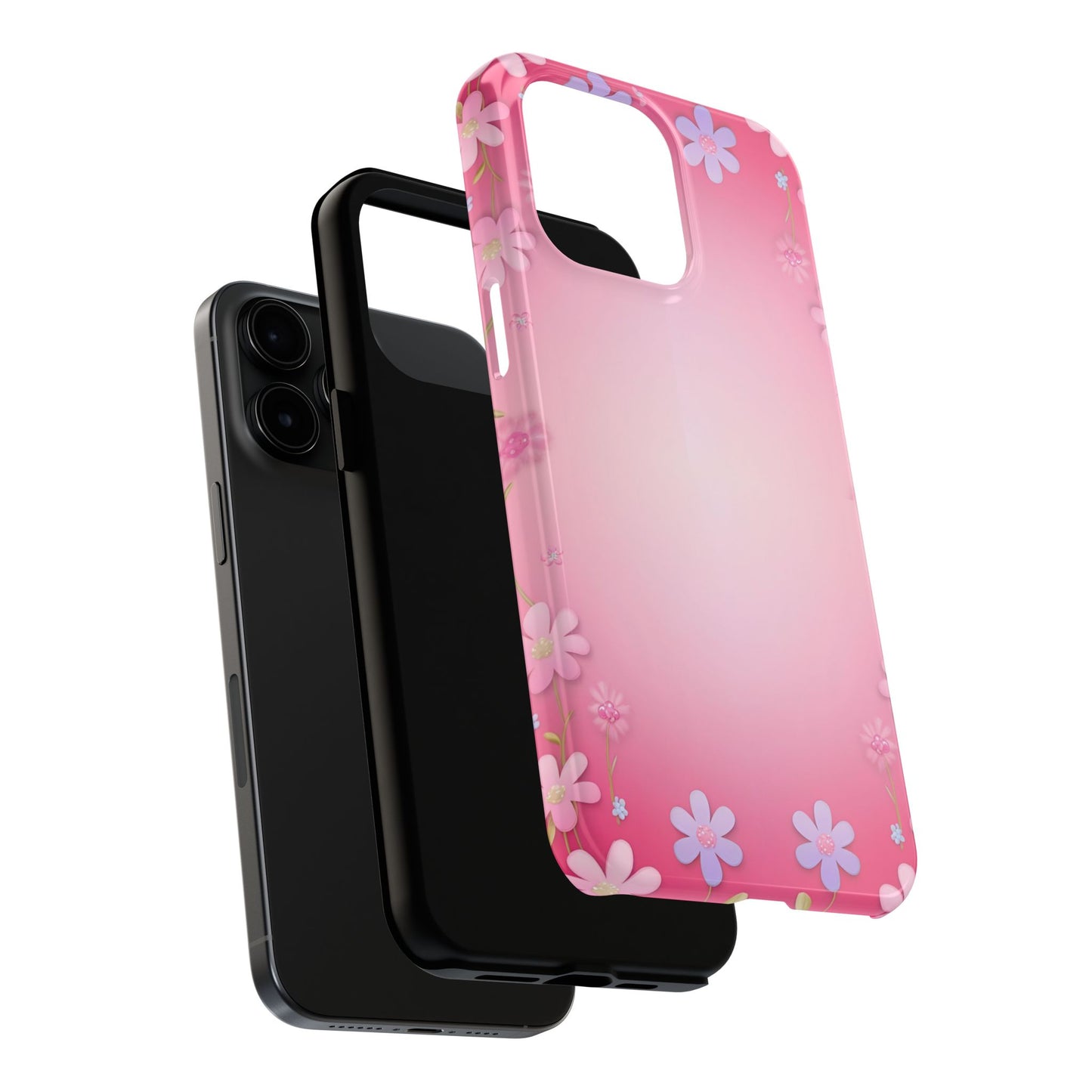 Phone Case - Flowers on Pink Ombre Design