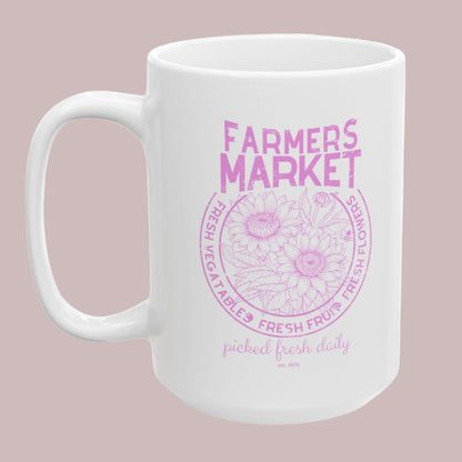 Coffee Tea Mug Farmers Market in Pink Distressed Design