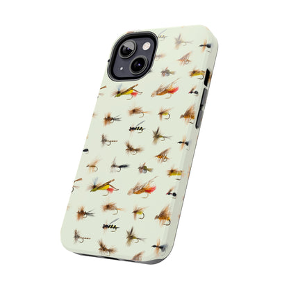 Dry Fly Fishing Lures in Cream  Tough Phone Case for iPhone and Samsung Smartphones