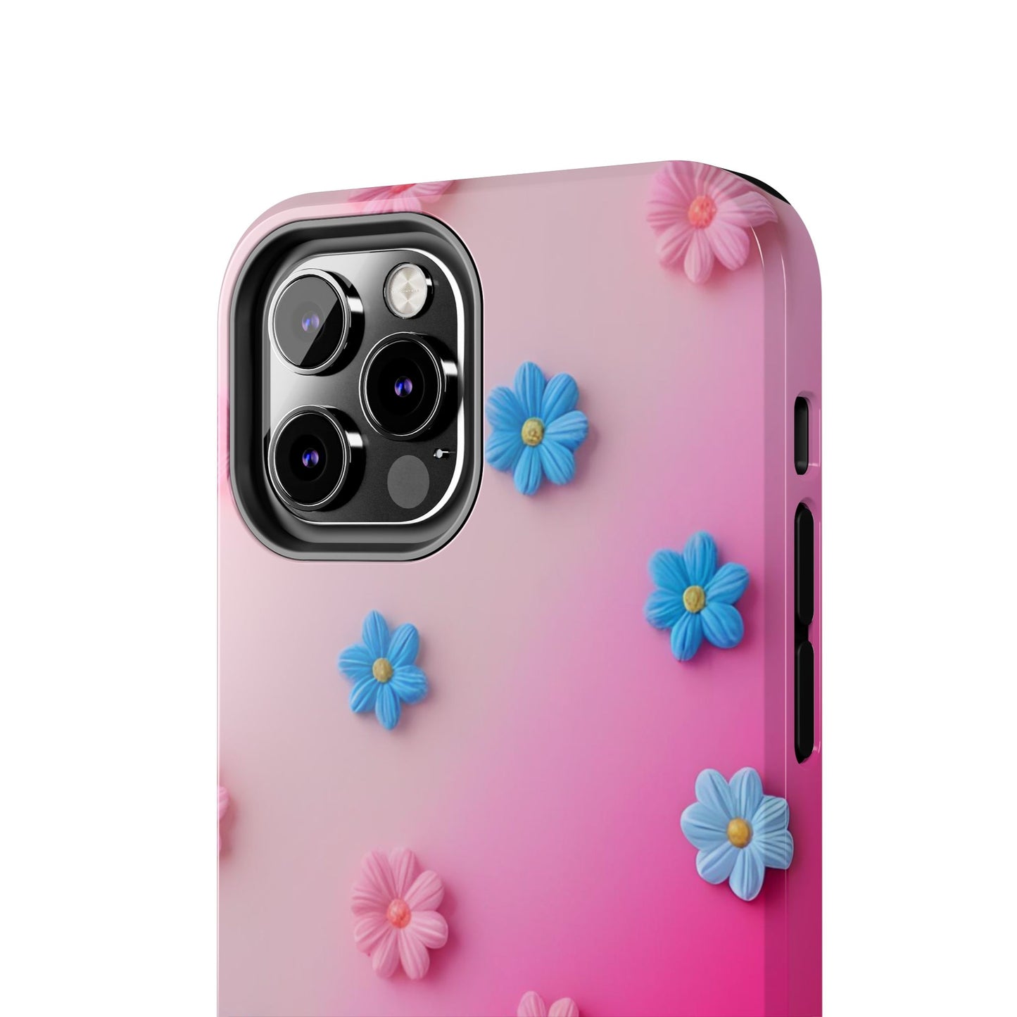 Phone Case - 3D Flowers on Pink Ombre Design