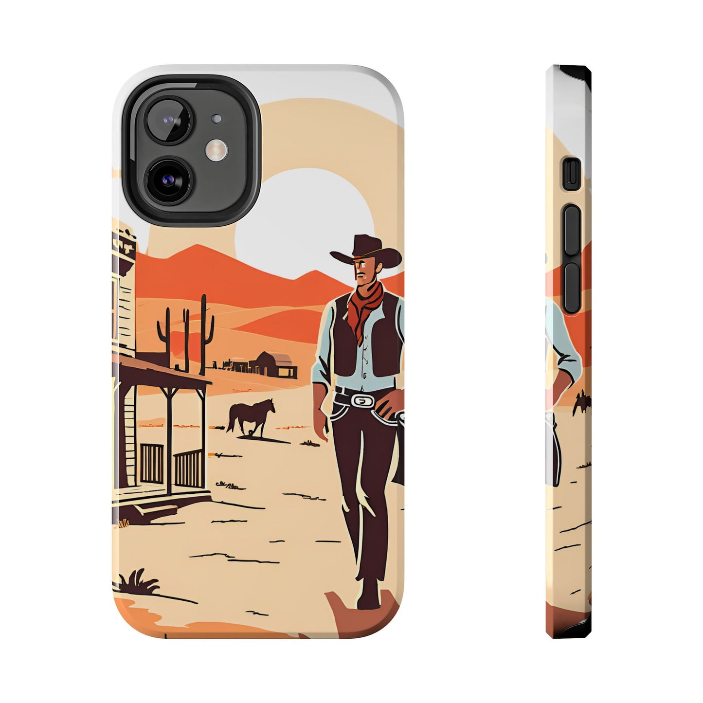 Retro Western Old West Design -Tough Phone Case for iPhone and Samsung Smartphones