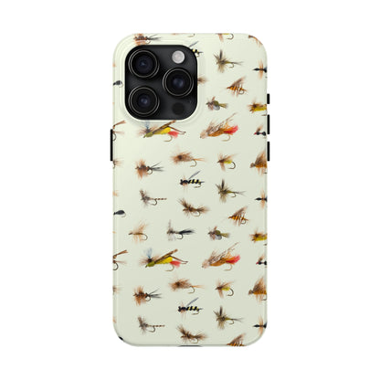 Dry Fly Fishing Lures in Cream  Tough Phone Case for iPhone and Samsung Smartphones