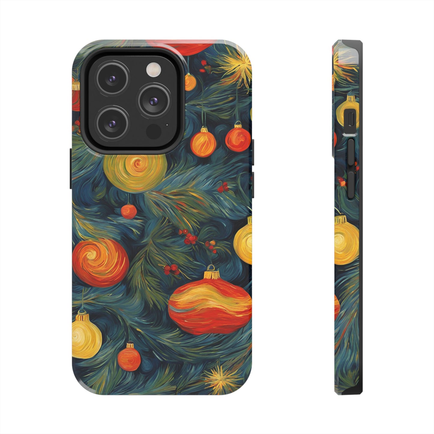 Christmas Tree and Ornaments Whimsical Art- Tough Phone Case for iPhones and Samsung Smartphones