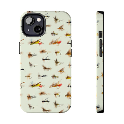 Dry Fly Fishing Lures in Cream  Tough Phone Case for iPhone and Samsung Smartphones