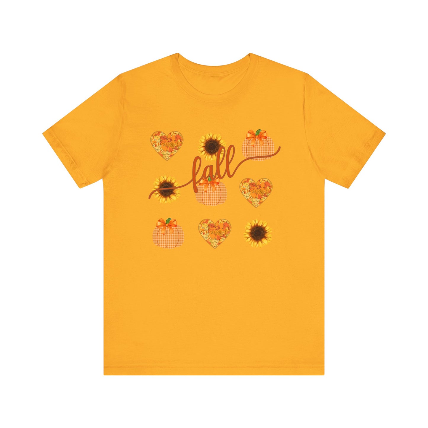 Fall Sweatshirt with Hearts, Sunflowers, and Pumpkins