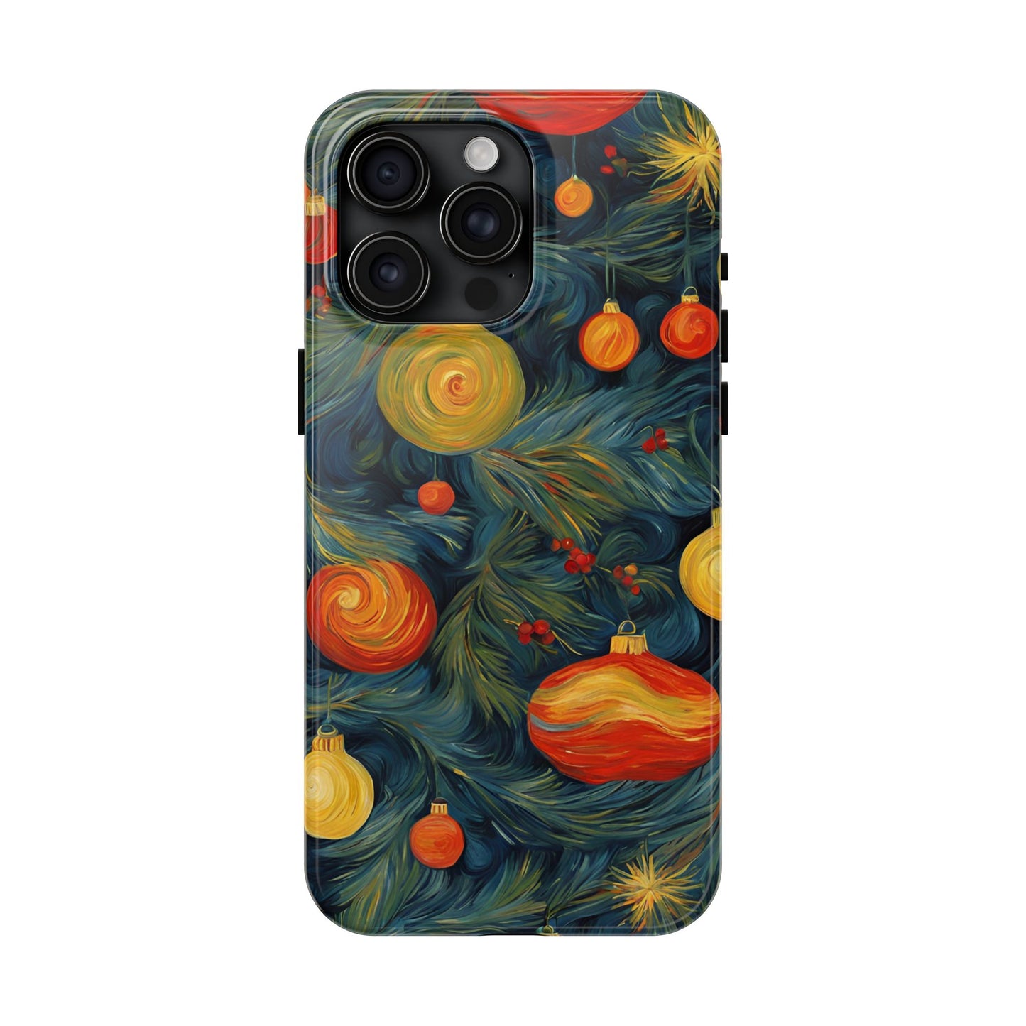 Christmas Tree and Ornaments Whimsical Art- Tough Phone Case for iPhones and Samsung Smartphones