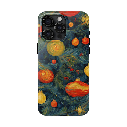 Christmas Tree and Ornaments Whimsical Art- Tough Phone Case for iPhones and Samsung Smartphones