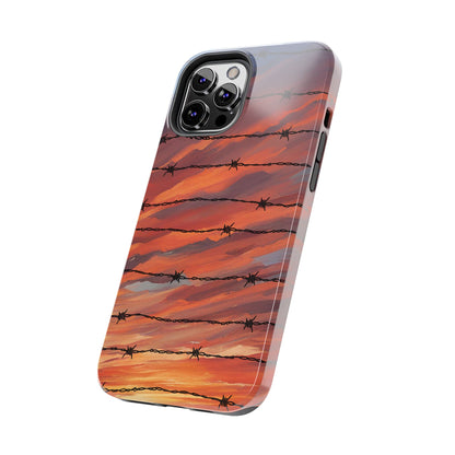 Barbed Wire at Sunset Tough Phone Case for iPhone and Samsung Smartphones