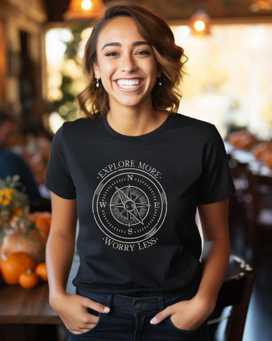 Tee - Explore More Worry Less Unisex Heavy Cotton - Women's