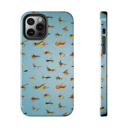 Dry Fly Fishing Lures in Light Blue Tough Phone Case for iPhone and Samsung Smartphones