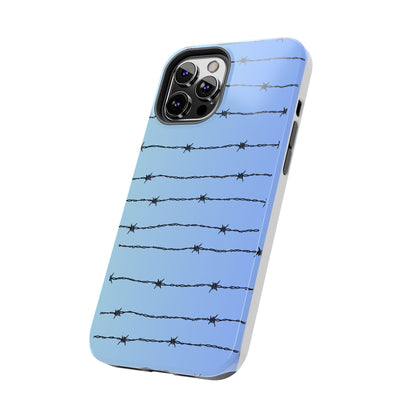 Barbed Wire on Blue - Tough Phone Case for iPhone and Samsung Phone Cases