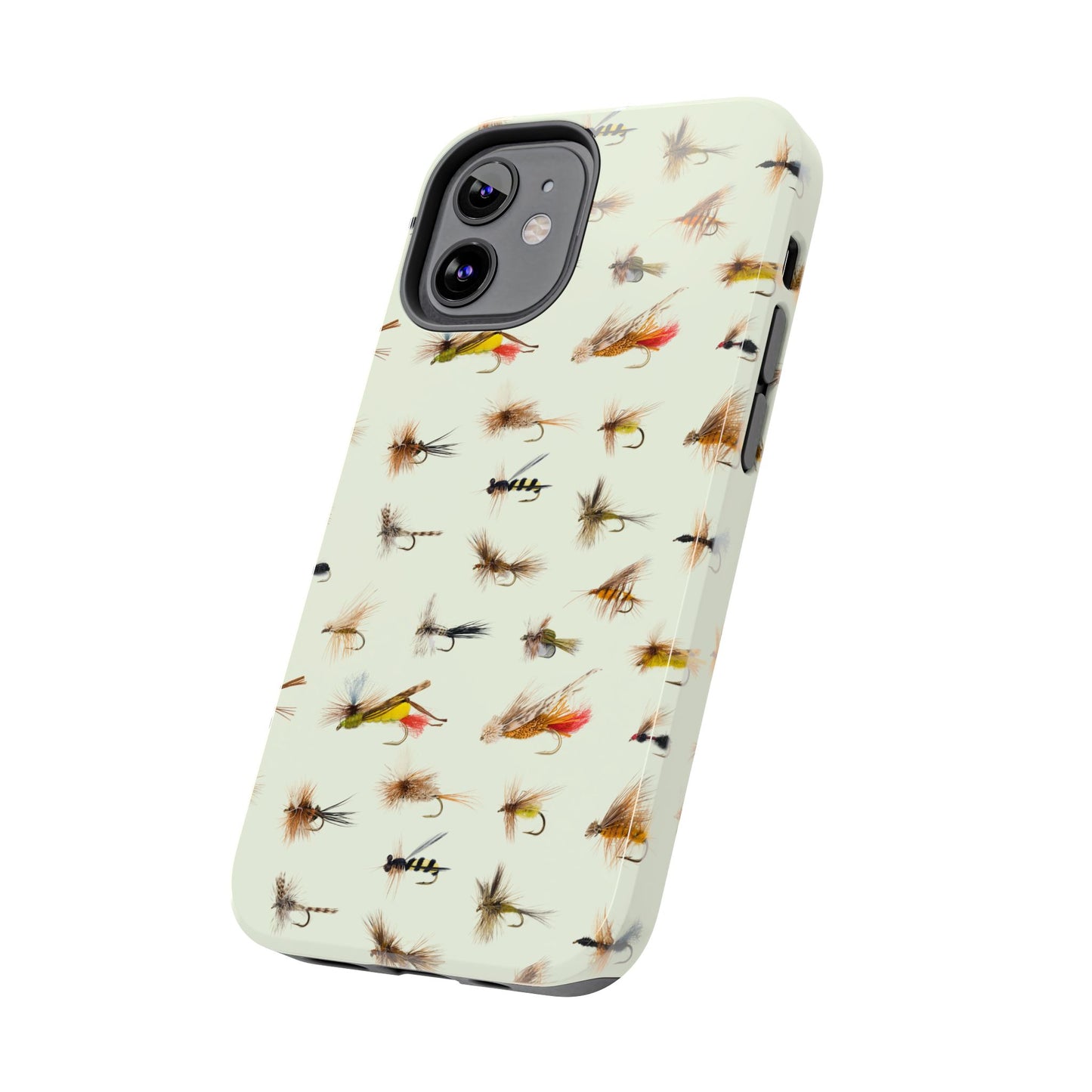 Dry Fly Fishing Lures in Cream  Tough Phone Case for iPhone and Samsung Smartphones