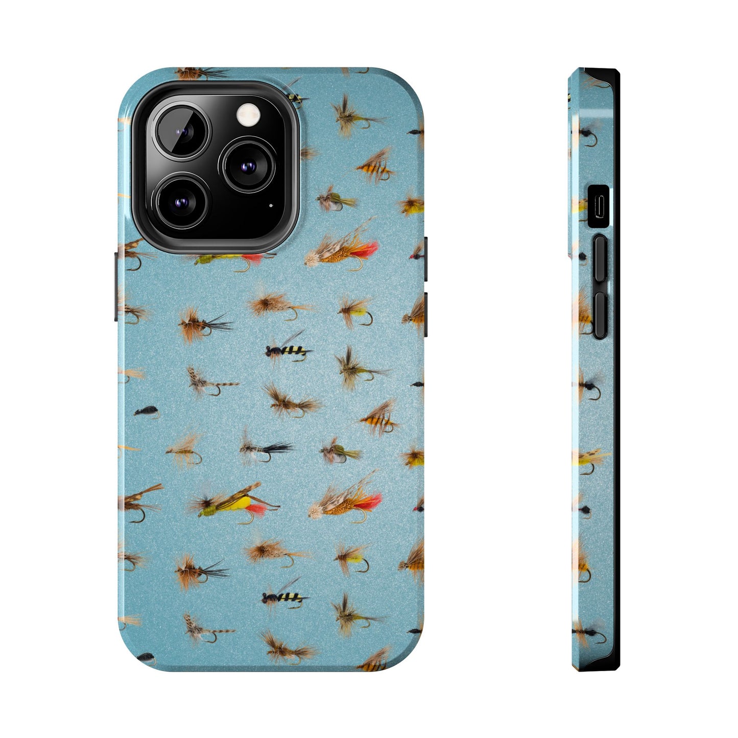 Dry Fly Fishing Lures in Light Blue Tough Phone Case for iPhone and Samsung Smartphones