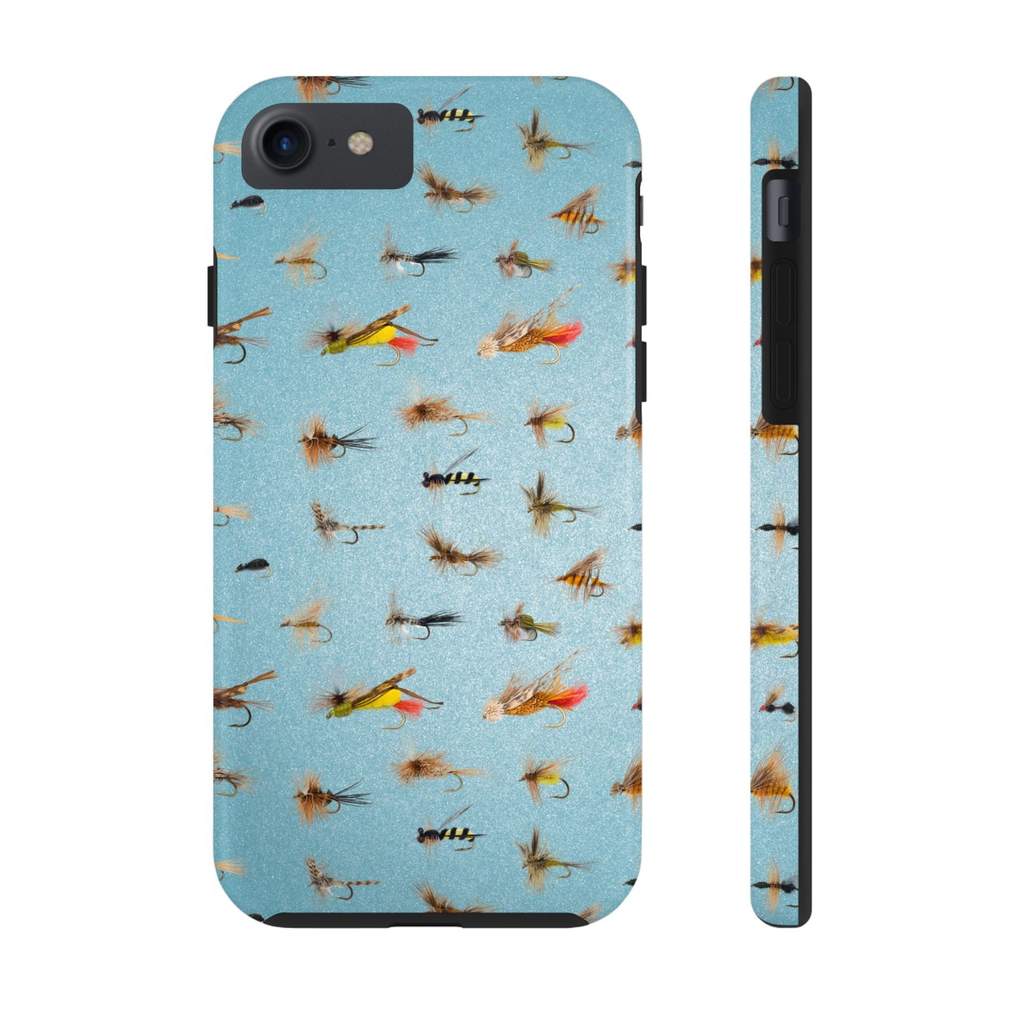 Dry Fly Fishing Lures in Light Blue Tough Phone Case for iPhone and Samsung Smartphones