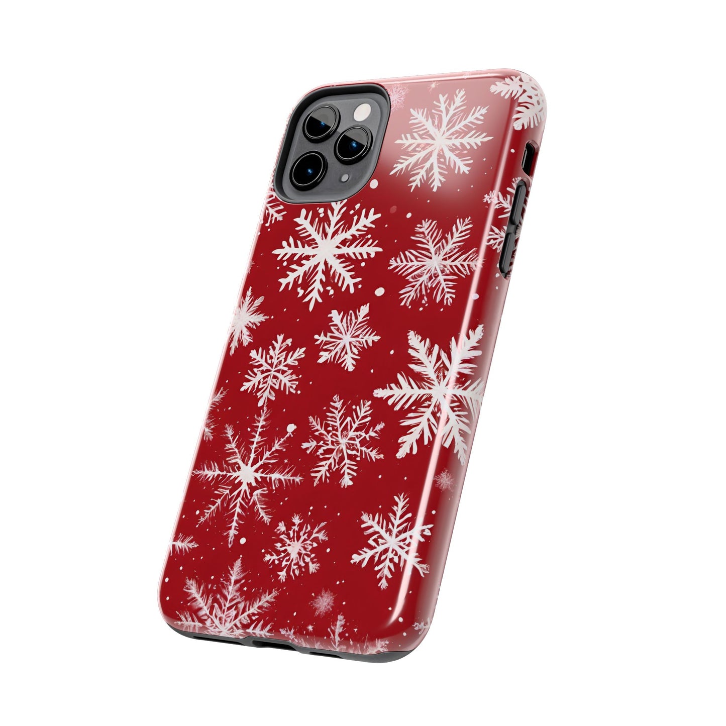 Snowflakes on Red - Tough Phone Case for iPhone and Samsung Phone Cases