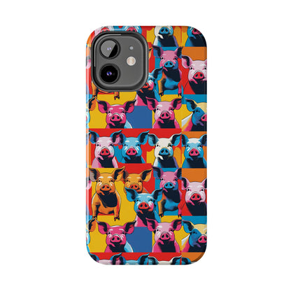 Colorful Pop Art Style Pigs Design - Tough Phone Cases for iPhone and Samsung Smartphones