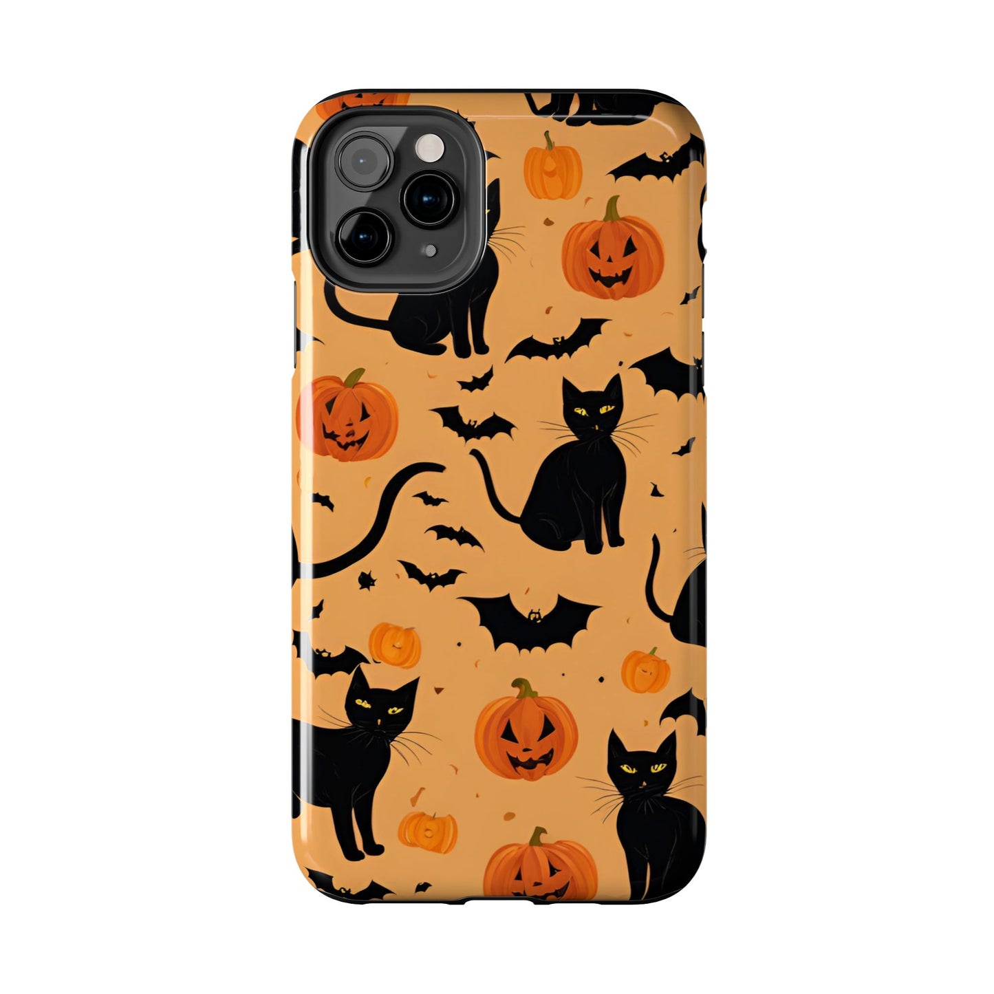 Halloween Black Cats and Pumpkins - Tough Phone Case for iPhones and Samsung Smartphones