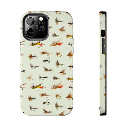 Dry Fly Fishing Lures in Cream  Tough Phone Case for iPhone and Samsung Smartphones