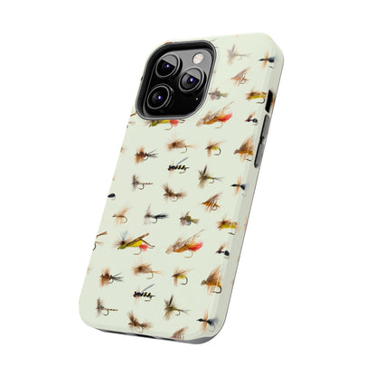 Dry Fly Fishing Lures in Cream  Tough Phone Case for iPhone and Samsung Smartphones