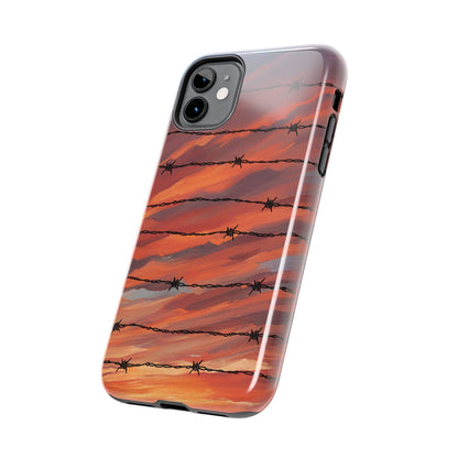 Barbed Wire at Sunset Tough Phone Case for iPhone and Samsung Smartphones