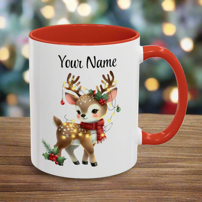 Personalized Coffee Mug Vintage Reindeer Design (11oz or 15oz) Christmas Mug - Design #4